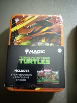 MtG Teenage Mutant Ninja Turtles Lot of 3x Tins with 3x Packs Each & Sticker - Image 3