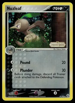 Pokemon Card - Nuzleaf Legend Maker 41/92 Uncommon Reverse Holo STAMPED - Image 1
