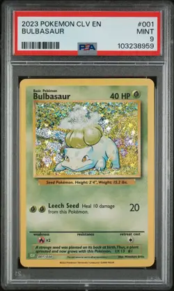 Bulbasaur 001/034 CLV Pokemon Trading Card Game Classic Collection PSA 9 - Image 1
