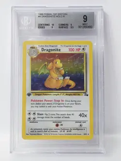 POKEMON FOSSIL 1ST EDITION #4 DRAGONITE HOLO BGS 9 NICE!!!!!! 10 SUBGRADE - Image 1