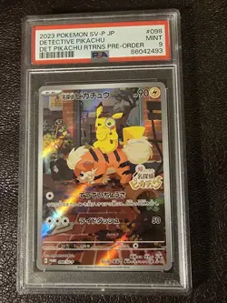 2023 POKEMON JPN SV-P PROMO #098 DETECTIVE PIKACHU PSA 9 - Image 1