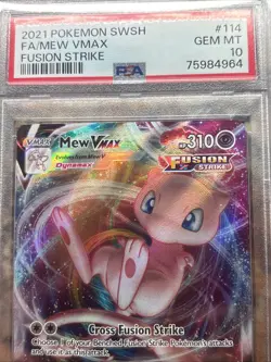 2021 POKEMON SWORD & SHIELD FUSION STRIKE #114 FULL ART/MEW VMAX PSA 10 GEM MINT - Image 4