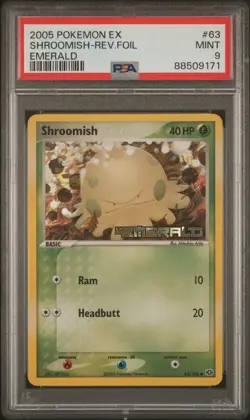 2005 Pokemon: SHROOMISH 63/106 - [Reverse Holo] - [EX Emerald] - Mint - PSA 9 - Image 1