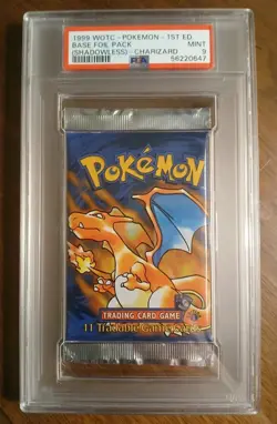 Pokemon 1st Edition Base Set Shadowless Charizard Booster Pack PSA 9 MINT - Image 1