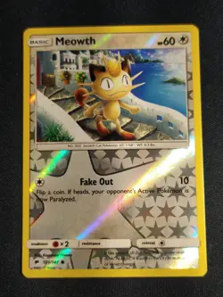 Pokemon Meowth 101/147 Reverse Holo Burning Shadows NM - Image 1