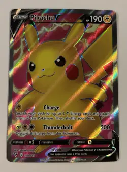 Pikachu V (Full Art) 170/185: Vivid Voltage Holo LP Pokemon TCG - Image 1