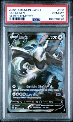2022 POKEMON SWORD & SHIELD SILVER TEMPEST #186 FULL ART/LUGIA V PSA 10 - Image 1