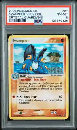 2006 POKEMON EX CRYSTAL GUARDIANS #27 SWAMPERT-REVERSE FOIL PSA 8 - Image 1