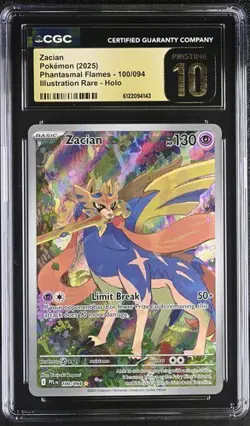 Zacian *CGC PRISTINE 10* Illustration Rare *Phantasmal Flames* #100 * Pokemon - Image 1