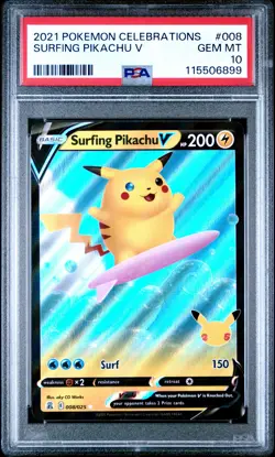 Surfing Pikachu V 008 2021 Pokemon Celebrations PSA 10 - Image 1