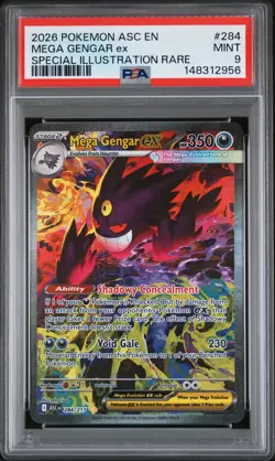 2026 POKEMON ASC EN-SPECIAL ILLUSTRATION RARE #284 MEGA GENGAR EX PSA 9 - Image 1