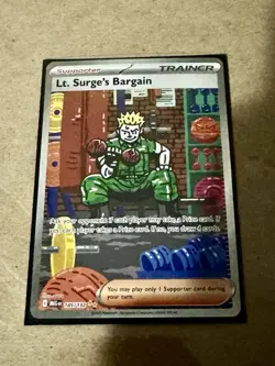 Pokemon Lt. Surge's Bargain Full Art Holo Trainer 185/132 Me01 Special Rare TCG - Image 1