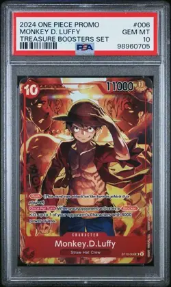 2024 ONE PIECE PROMOS #006 MONKEY D. LUFFY TREASURE BOOSTERS SET PSA 10 (JH - Image 1