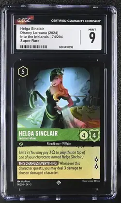 Disney Lorcana Into the Inklands 74/204 Helga Sinclair Super Rare CGC 9 - Image 1