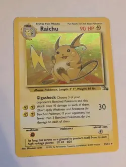 Pokemon Raichu 14/62 Fossil Holo Rare Unlimited Card English 1999 Stage 1 - Image 1