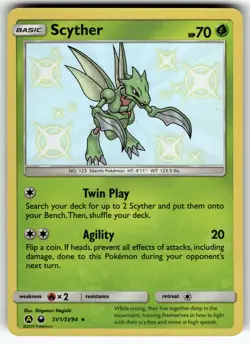 Scyther SV1/SV94 Hidden Fates: Shiny Vault NM Pokemon Card TCG - Image 1