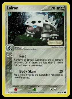 Pokemon Card - Lairon Legend Maker 38/92 Uncommon Reverse Holo STAMPED SWIRL - Image 1