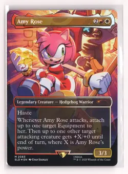 Magic the Gathering Secret Lair Sonic Amy Rose Rainbow Foil - Image 1