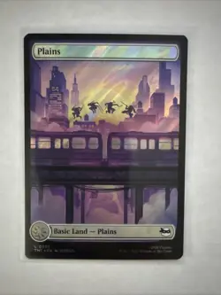 Plains 0305 (Surge Foil) Full Art Rooftop Land MTG Teenage Mutant Ninja Turtles - Image 1