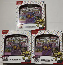 3X Pokemon TCG Scarlet and Violet - 151 Alakazam ex Collection Box - 4 Packs 820650855269 - Image 1
