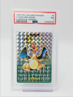 CHARIZARD PRISM 1996 POKEMON JAPANESE BANDAI CARDDASS VENDING 006 PSA 7 Q0284 - Image 1