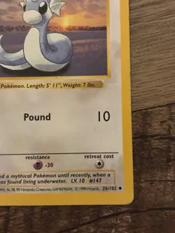 Pokemon TCG Dratini 26/102 Base Set Shadowless 40 HP Uncommon Wizards 1999 - Image 4