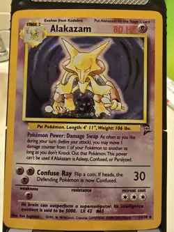 Pokemon Alakazam Base Set 2 Holo Rare 1/130 English 80 HP Stage 2 Ken Sugimori - Image 2