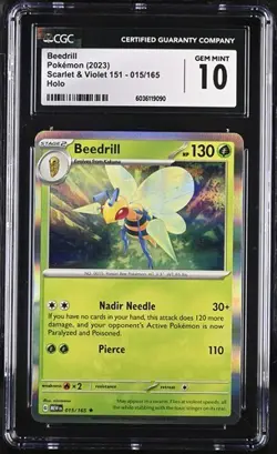 Pokemon English Beedrill 015/165 2023 Scarlet & Violet 151 - MEW EN Holo CGC 10 - Image 1