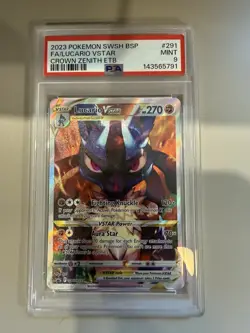PSA 9 LUCARIO VSTAR SWSH291 BLACK STAR PROMO CROWN ZENITH ETB POKEMON - Image 1