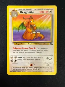 Dragonite - 19/62 - Rare - Unlimited Edition Fossil (MP) Pokemon - Image 1