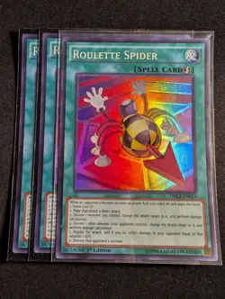 Yugioh - 3x Roulette Spider DRL2-EN014 1st Super Rare NM - Image 1