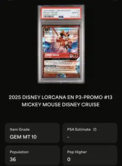 Mickey Mouse 2025 Disney Lorcana Disney Cruise promo #13 PSA 10 - Image 3
