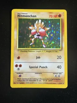 Pokemon TCG Hitmonchan Holo Rare Card 7/102 Base Set WOTC 1999 NM/LP Condition - Image 1