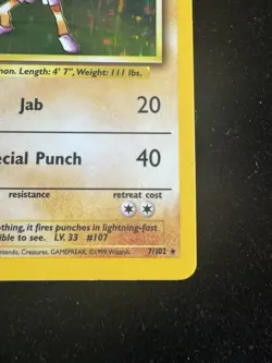 Pokemon TCG Hitmonchan Holo Rare Card 7/102 Base Set WOTC 1999 NM/LP Condition - Image 4