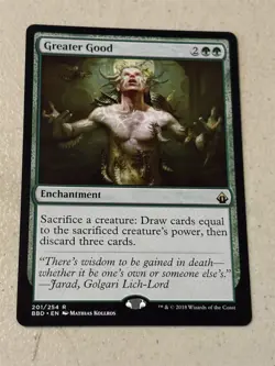 mtg Greater Good, Battlebond green enchantment, slight play - Image 1