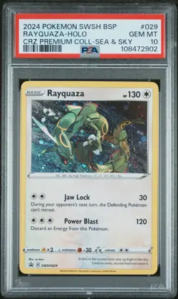 PSA 10 Rayquaza SWSH029 Sword & Shield Holo Black Star Promo Pokemon Card - Image 1