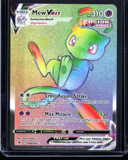 2021 Sword & Shield - Fusion Strike Mew VMAX #268 Rainbow Rare Pokemon Card - Image 1