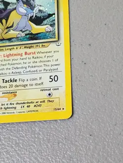 Raikou 13/64 Neo Revelation Holo Rare Pokemon TCG Card - MP w/ Swirl - Image 5
