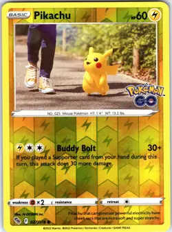 Pikachu 027/078 Common Reverse Holo Card Pokemon GO Pokemon TCG NM - Image 1