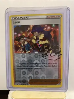 Pokemon Card Leon 134/159 Reverse Holo Signature Trainer Crown Zenith Near Mint - Image 1