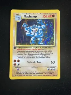 Pokemon Base Set Holo Rare Machamp 8/102 1st Edition WOTC 1999 Card LP Condition - Image 1