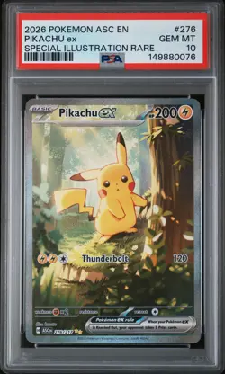 PSA 10 PIKACHU EX 276/217 ASCENDED HEROES SPECIAL ILLUSTRATION RARE POKEMON CARD - Image 1