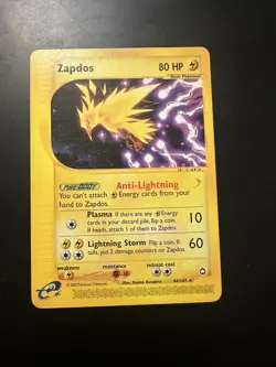 Zapdos Card 44/147 Aquapolis Non-Holo Lightly Played Pokemon - Image 1