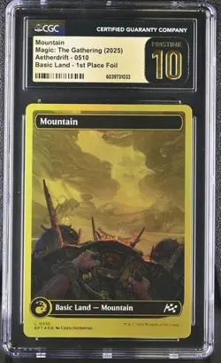 MTG Magic The Gathering Mountain Aetherdrift 1st place foil CGC PRISTINE 10 - Image 1