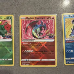 Radiant Charizard Radiant Blastoise Radiant Venusaur Set Pokemon Go NM 3Cards - Image 2