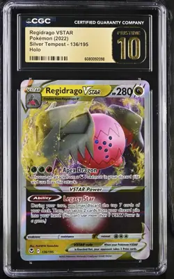 CGC 10 Pristine English 2022 Regidrago VSTAR 136/195 Holo Pokemon Card - Image 1