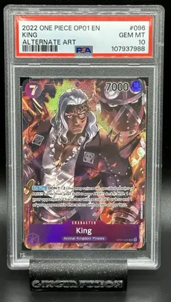 One Piece 2022 OP01 ENG King Alt Art #096 PSA 10 - Image 1