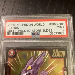 PSA 9 Beerus 2024 Dragon Ball Fusion World FB03-018 Rare Judge Pack Graded Card - Image 4