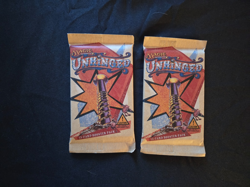 TWO MTG Unhinged release, English booster packs, 15 cards each, 30 total, 2004 - Image 1