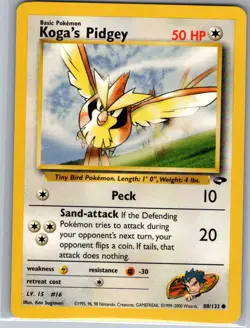 Koga's Pidgey 80/132 Non Holo Gym Challenge - Pokemon Card - NM - Image 1